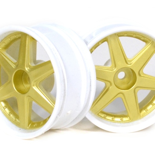 Boom Racing Miscellaneous All 6-Spoke White Outer Ring Wheel Set (2Pcs) For 1/10 RC Car (6mm Offset) Gold