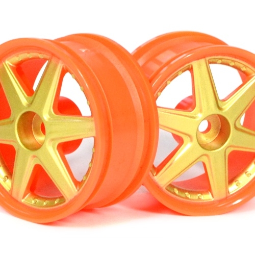 Boom Racing Miscellaneous All 6-Spoke Orange Outer Ring Wheel Set (2Pcs) For 1/10 RC Car (3mm Offset) Gold