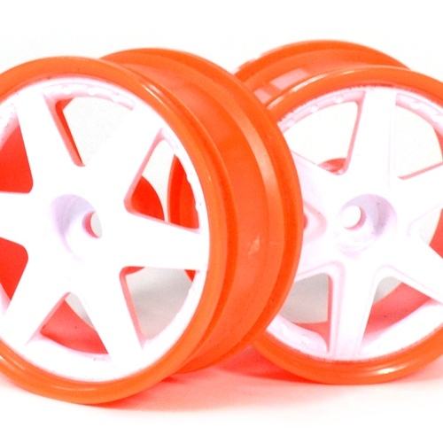 Boom Racing Miscellaneous All 6-Spoke Orange Outer Ring Wheel Set (2Pcs) For 1/10 RC Car (3mm Offset) White