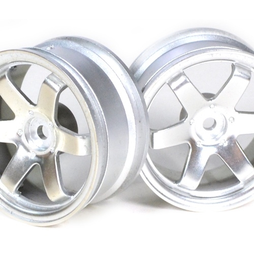 Boom Racing Miscellaneous All 6-Spoke Wheel Set (2Pcs) Silver For 1/10 RC Car (3mm Offset)