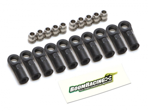 Boom Racing Miscellaneous All KUDU™ Heavy Duty Rust-Resistant M4 Nylon Rod Ends 18.5mm (Straight) w/ SST Pivot Ball (5.8x3x7.4mm) (10)