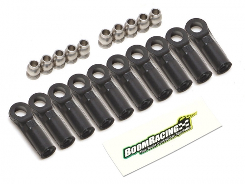 Boom Racing Miscellaneous All KUDU™ Heavy Duty Rust-Resistant M3 Nylon Rod Ends 21.8mm (Straight) w/ SST Pivot Ball (5.8x3x7.4mm) (10) Black