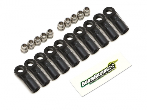 Boom Racing Miscellaneous All KUDU™ Heavy Duty Rust-Resistant M3 Nylon Rod Ends 20.00mm (Upwards) w/ SST Pivot Ball (5.8x3x7.4mm) (10) Black