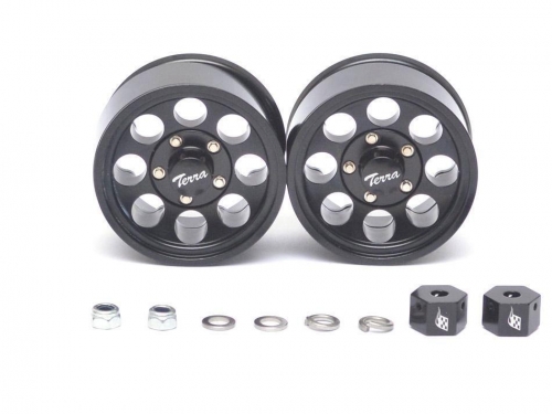 Boom Racing Miscellaneous All 1.55 Terra Classic 8-Hole Aluminum Beadlock Wheels w/ 3mm Wideners (2) Black