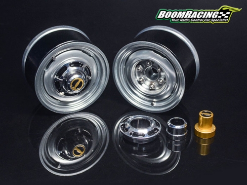 Boom Racing Miscellaneous All 1.55 Yota LC Classic Front Beadlock Wheels (2) with 3mm Wideners (2) Gun Metal