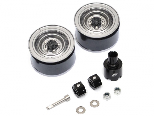 Boom Racing Miscellaneous All 1.55 Yota LC70 Stock Steelie Beadlock Wheels Rear (2) Gun Metal