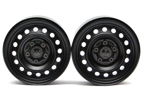 Boom Racing Miscellaneous All 1.9 Badass Classic 16-Hole Steelie & CNC Aluminum Beadlock Wheels W/ Center Hubs (Rear) 2pcs Black