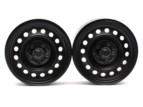 Boom Racing Miscellaneous All 1.9 Narrow 21mm Badass Classic 16-Hole Steelie & CNC Aluminum Beadlock Wheels w/ Center Hubs (Front) 2pcs Black