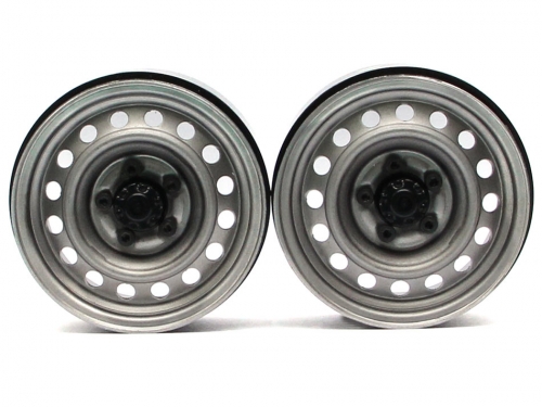 Boom Racing Miscellaneous All 1.9 Narrow 21mm Badass Classic 16-Hole Steelie & CNC Aluminum Beadlock Wheels w/ Center Hubs (Front) 2pcs Gun Metal