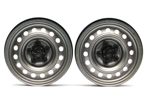 Boom Racing Miscellaneous All 1.9 Narrow 21mm Badass Classic 16-Hole Steelie & CNC Aluminum Beadlock Wheels w/ Center Hubs (Rear) 2pcs Gun Metal