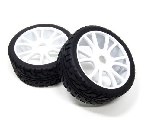 Boom Racing Miscellaneous All 1/8 Buggy Wheel & Tire Set 12-spoke Pattern 3 (2) With Molded Inserts White