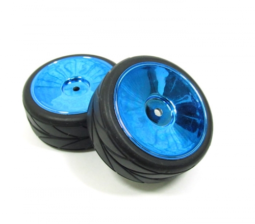 Boom Racing Miscellaneous All Outer Ring Dish Wheel & Arrow Pattern Tire Set For 1/10 Blue