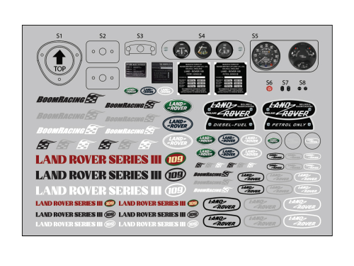 Boom Racing Boom Racing BRX02 109 Land Rover® Series III 109 Pickup Decal Sheet