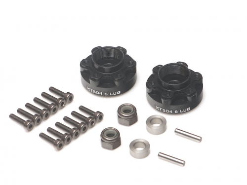 Boom Racing Miscellaneous All ProBuild™ XT504 6-Lug Aluminum 12mm Wheel Hub Adapters 4MM Offset (2) Black