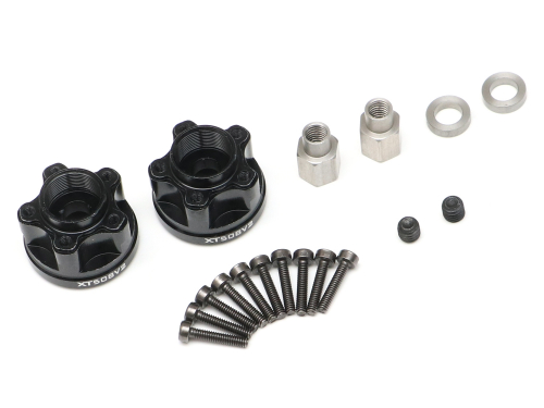 Boom Racing Miscellaneous All ProBuild™ XT508 V2 5-Lug Aluminum 12mm Wheel Hub Adapters 8MM Offset Version 2 (2) Black