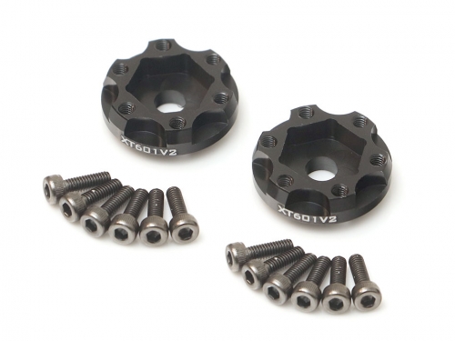 Boom Racing Miscellaneous All ProBuild™ XT601 V2 6-Lug Aluminum 12mm Wheel Hub Adapters 1MM Offset Ver 2 (2) Black