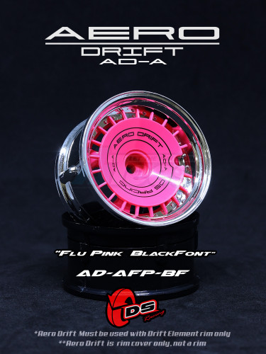 DS Racing Miscellaneous All Aero Drift Wheel Cover Sloped Flu Pink / Black Font for 1/10 RC Drift