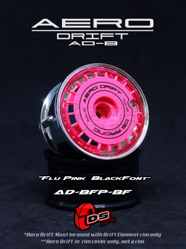 DS Racing Miscellaneous All Aero Drift Wheel Cover Flat Flu Pink / Black Fontf for 1/10 RC Drift