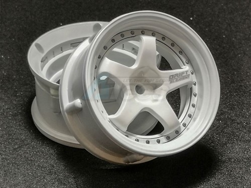 DS Racing Miscellaneous All Drift Element Wheel - Adj. Offset (2) / Triple White with Silver Rivets