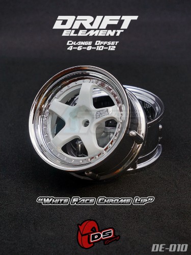 DS Racing Miscellaneous All Drift Element Wheel - Adj. Offset (2) / White Face Chrome Lip