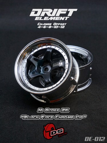 DS Racing Miscellaneous All Drift Element Wheel - Adj. Offset (2) / Hi Gloss 2K Black Face Chrome Lip
