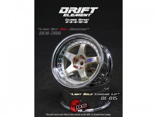DS Racing Miscellaneous All Drift Element Wheel - Adj. Offset (2) / Light Gold Chrome Lip