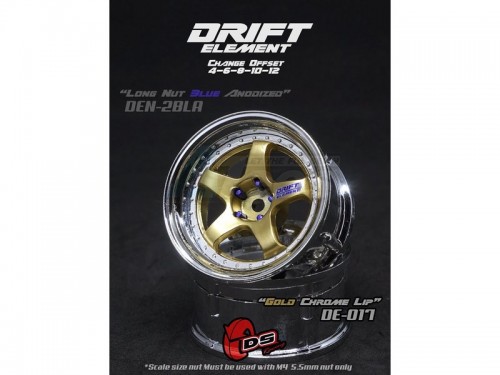 DS Racing Miscellaneous All Drift Element Wheel - Adj. Offset (2) / Gold Chrome Lip