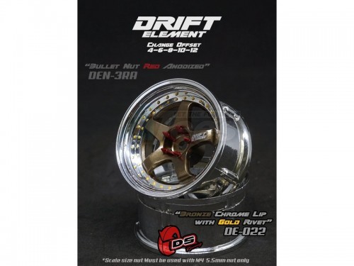 DS Racing Miscellaneous All Drift Element Wheel - Adj. Offset (2) / Bronze Chrome Lip with Gold Rivets
