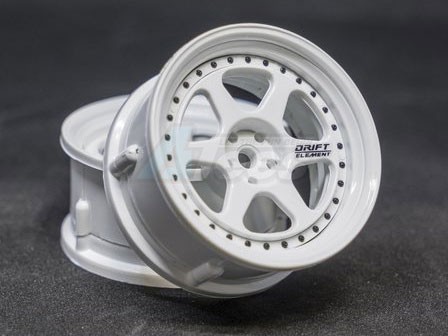 DS Racing Miscellaneous All Drift Element Wheel II - Adj. Offset (2) / Triple White w/ Black Rivets