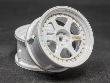 DS Racing Miscellaneous All Drift Element Wheel II - Adj. Offset (2) / Triple White w/ Gold Rivets