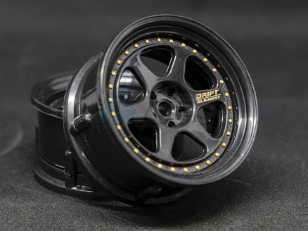 DS Racing Miscellaneous All Drift Element Wheel II - Adj. Offset (2) / Triple Black w/ Gold Rivets