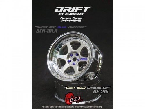 DS Racing Miscellaneous All Drift Element Wheel II - Adj. Offset (2) / Light Gold Chrome Lip