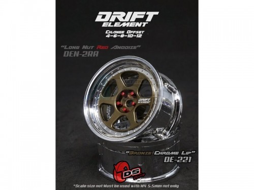 DS Racing Miscellaneous All Drift Element Wheel II - Adj. Offset (2) / Bronze Chrome Lip