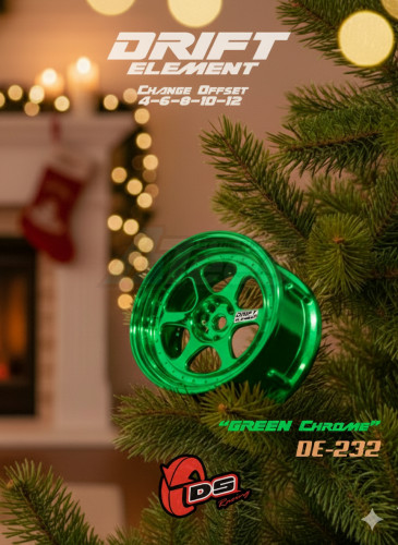 DS Racing Miscellaneous All Drift Element Wheel - 5 Spokes (Green Chrome)