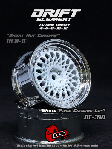 DS Racing Miscellaneous All Drift Element Wheel - Adj. Offset (2) / White Face Chrome Lip