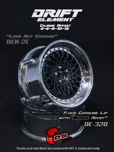DS Racing Miscellaneous All Drift Element Wheel - Mesh (Gunmetal Face /Chrome Lip /Black Rivets)