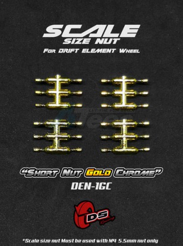DS Racing Miscellaneous All Short Nuts For Drift Element Wheel Gold Chrome