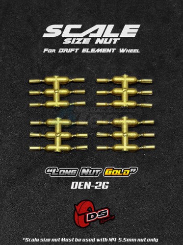 DS Racing Miscellaneous All Long Nuts For Drift Element Wheel Gold