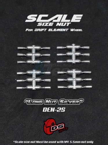DS Racing Miscellaneous All Long Nuts For Drift Element Wheel Silver