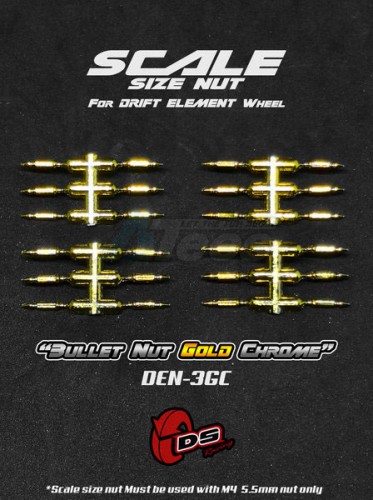 DS Racing Miscellaneous All Bullet Nuts For Drift Element Wheel Gold Chrome