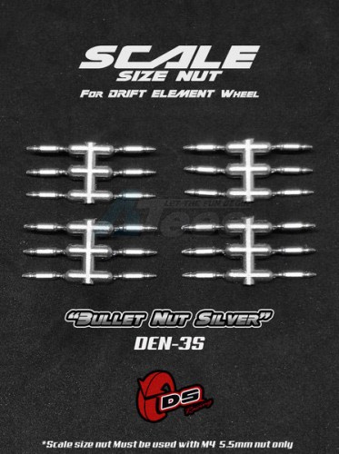 DS Racing Miscellaneous All Bullet Nuts For Drift Element Wheel Silver