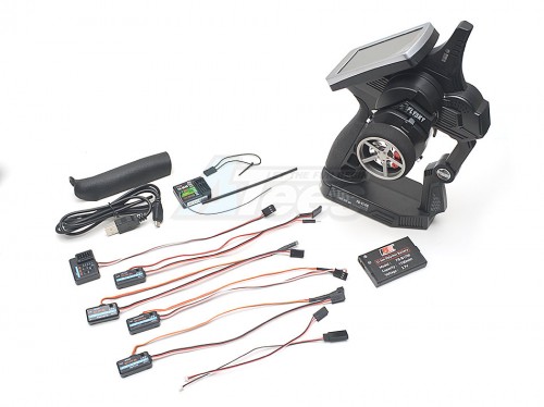 Fly Sky Miscellaneous All Flysky FS-iT4S 2.4Ghz LCD Touch Screen 4CH AFHDS 2 RC Car Boat Radio System Transmitter - 1 Set Gun Metal