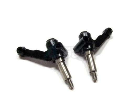 GPM Racing Team Associated RC10B4 Aluminum Front Knuckle Arm + Titanium Wheel Shaft 1 Pair Black