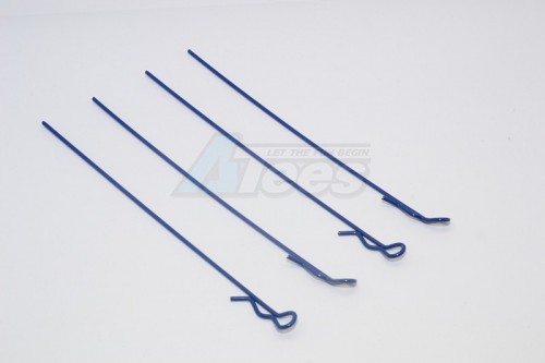GPM Racing Miscellaneous All Long Flu Body Clip Set( Stick Length Of 100mm) - 4pcs Blue
