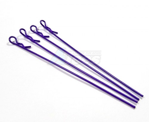 GPM Racing Miscellaneous All Long Flu Body Clip Set( Stick Length Of 100mm) - 4pcs Purple