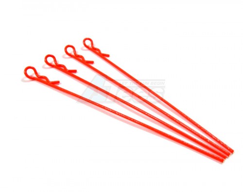 GPM Racing Miscellaneous All Long Flu Body Clip Set( Stick Length Of 100mm) - 4pcs Red