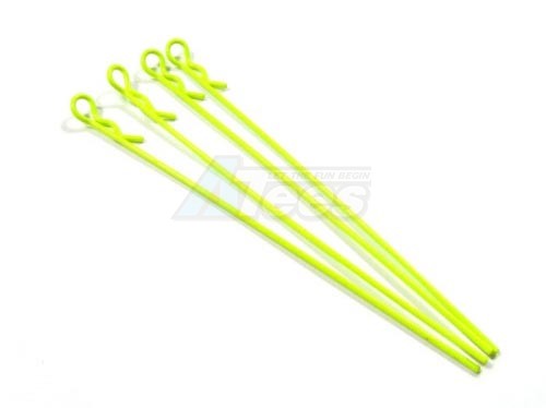 GPM Racing Miscellaneous All Long Flu Body Clip Set( Stick Length Of 100mm) - 4pcs Yellow