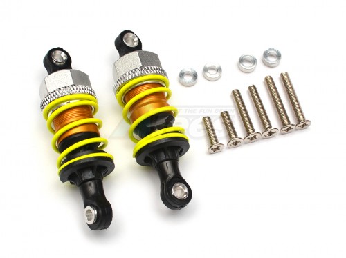 GPM Racing Miscellaneous All Plastic Ball Top Damper (50mm) With 1.5mm Coil Spring & Washers & Screws - 1pr Set Gold