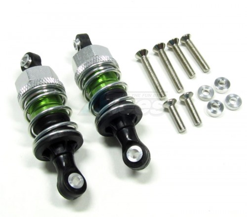GPM Racing Miscellaneous All Plastic Ball Top Damper (50mm) With 1.5mm Coil Spring & Washers & Screws - 1pr Set Green