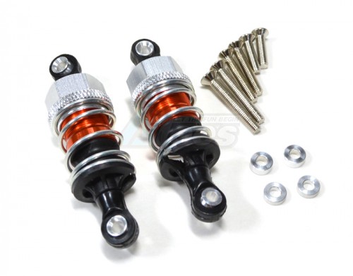 GPM Racing Miscellaneous All Plastic Ball Top Damper (50mm) With 1.5mm Coil Spring & Washers & Screws - 1pr Set Orange